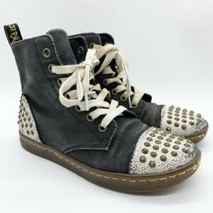 Dr. Marten’s Hackstud Canvas Studded Lace Up Boot Black/White Sz 5 Unisex Grunge
